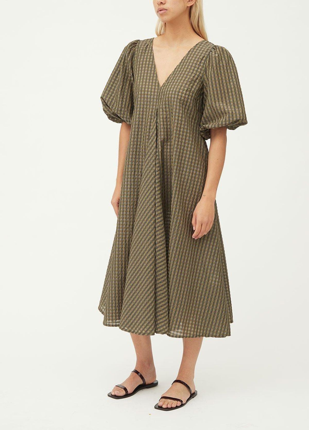 Ganni Seersucker Check Dress size 40 - Image 1