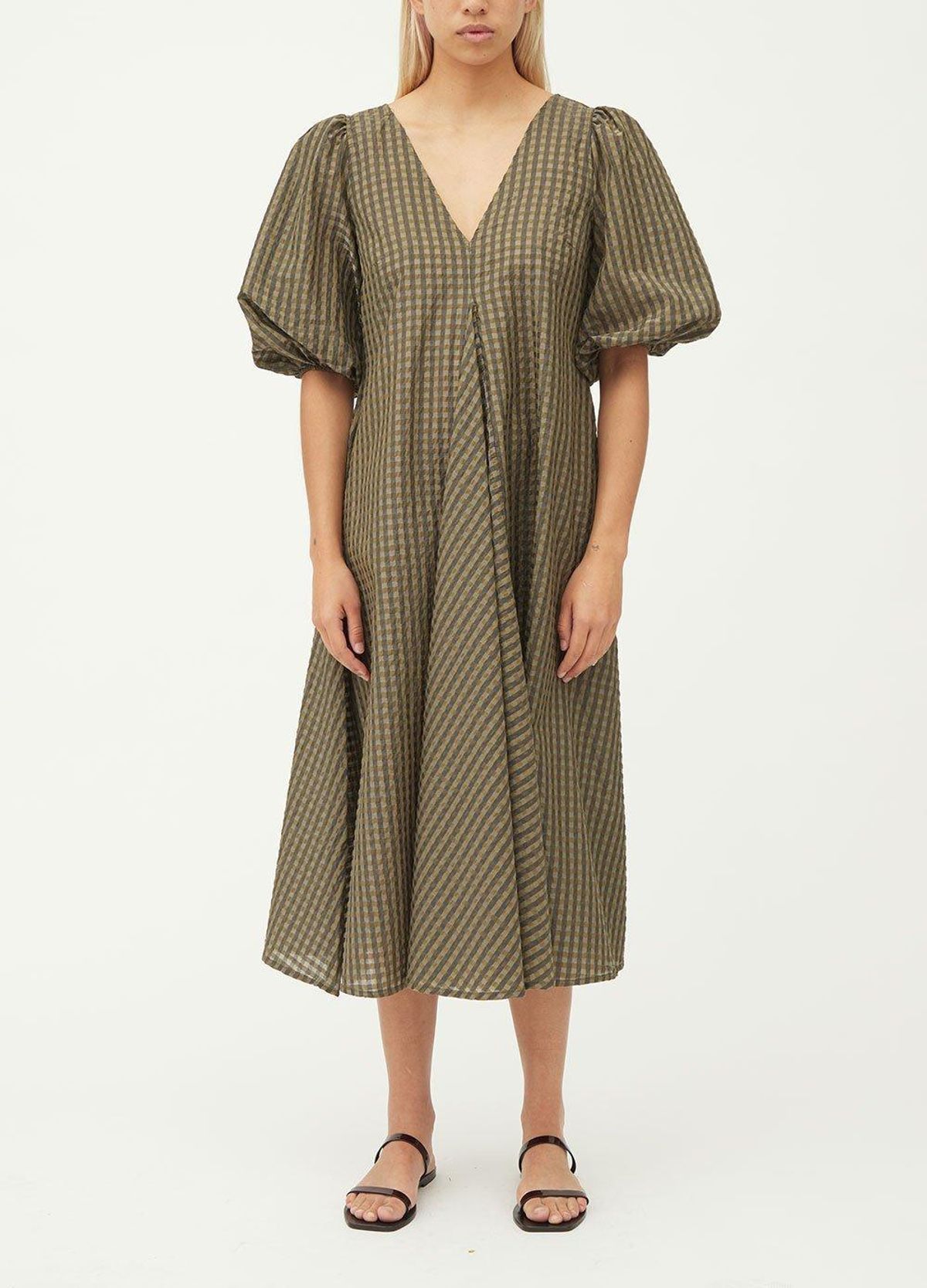 Ganni Seersucker Check Dress size 40 - Image 4