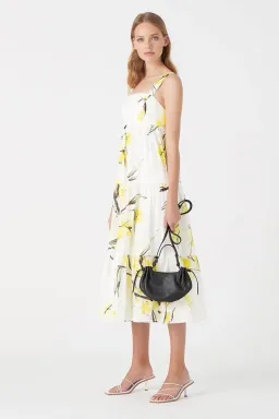 Aje Mimosa Bandeau Midi Dress Wattle Print Size 4 for rent on The Volte - image 2