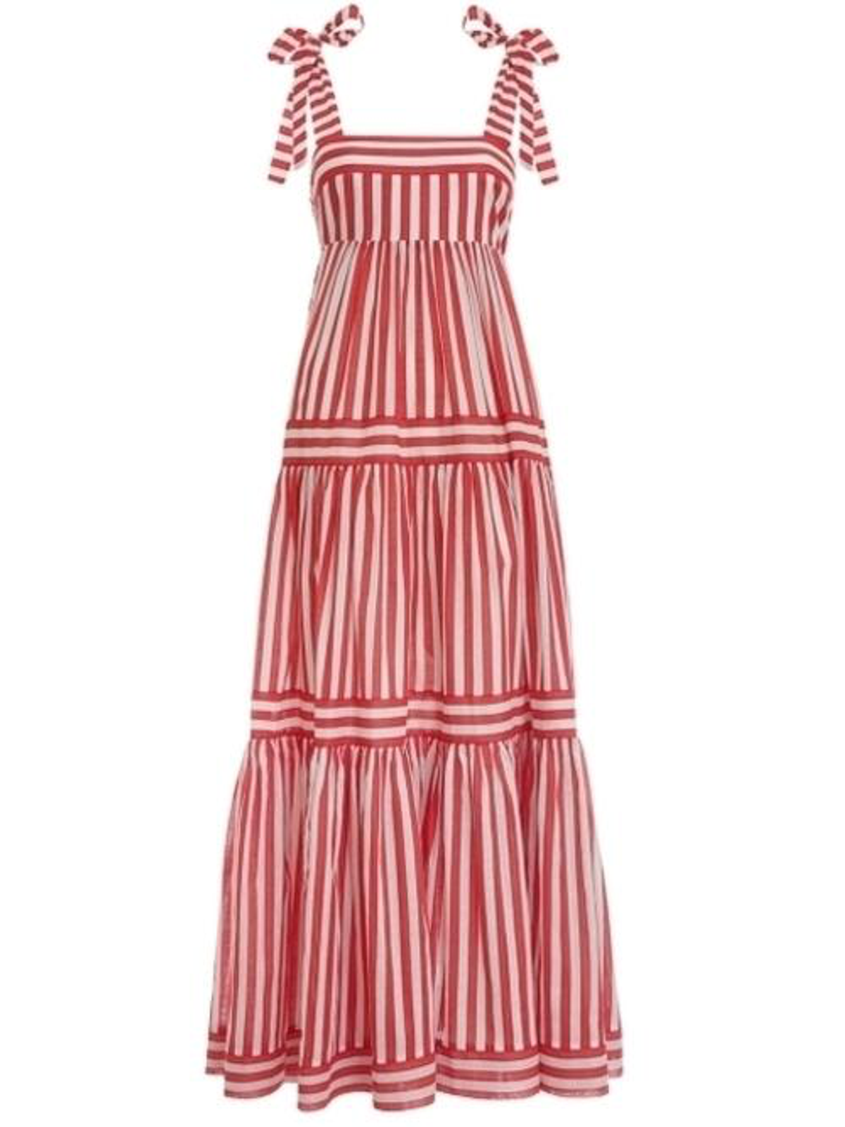 Zimmermann Zinnia Stripe Tie Tiered Dress Red Stripe Size 6 - Image 2
