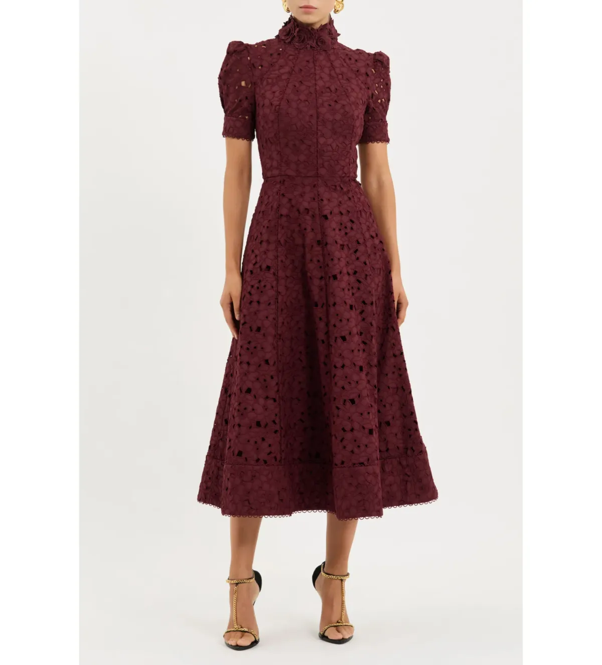 Rebecca Vallance Kitsu Short Sleeve Midi Dress Wine Size 10 - Image 1