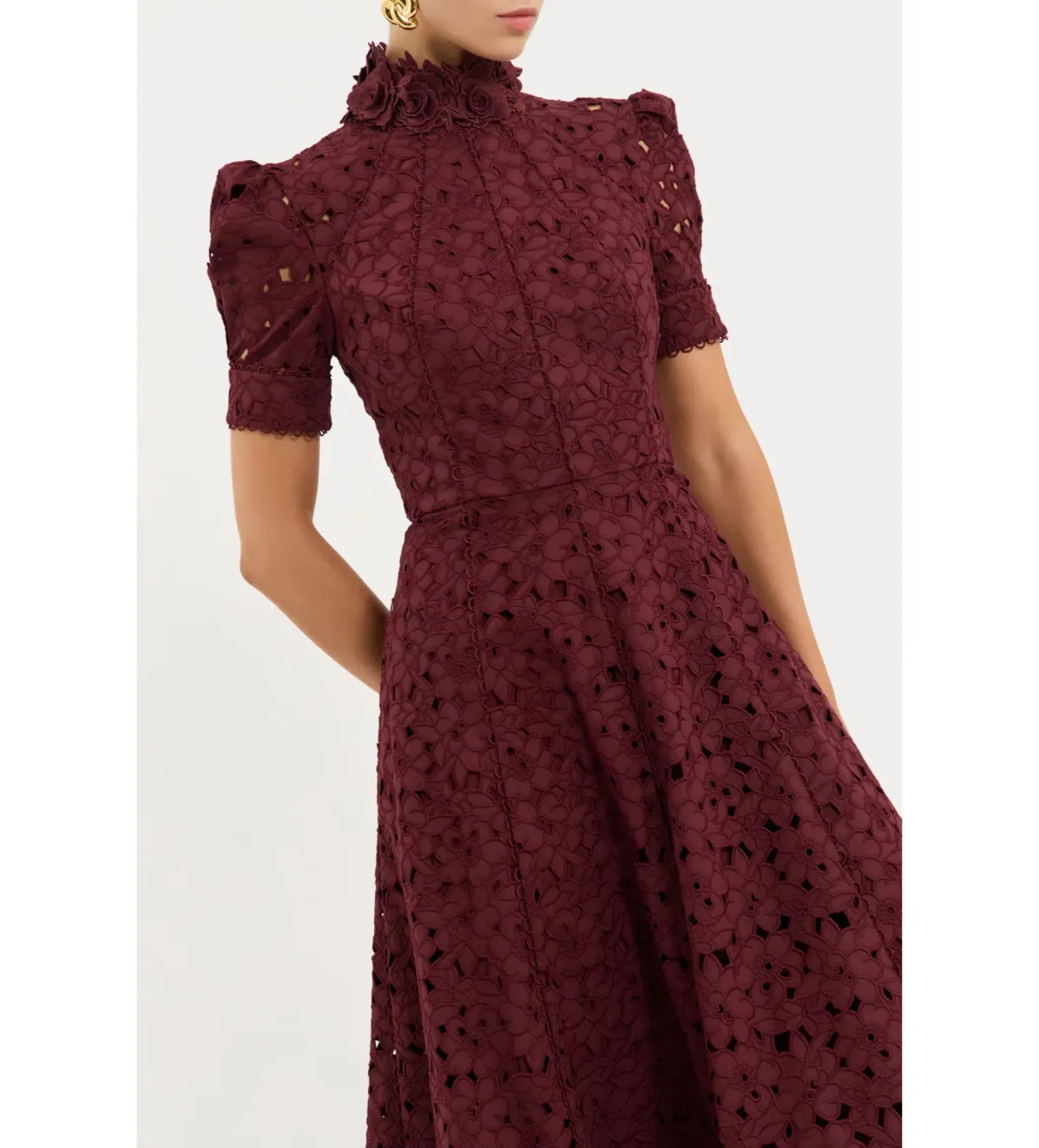 Rebecca Vallance Kitsu Short Sleeve Midi Dress Wine Size 12 - Image 2