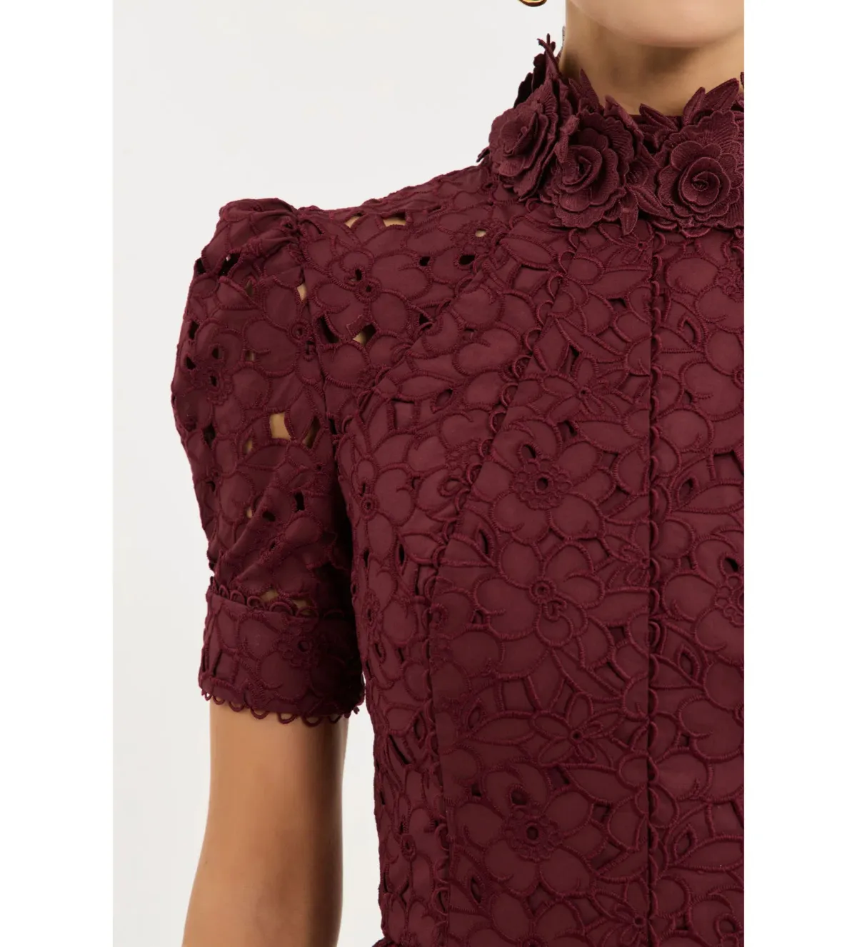 Rebecca Vallance Kitsu Short Sleeve Midi Dress Wine Size 12 - Image 3