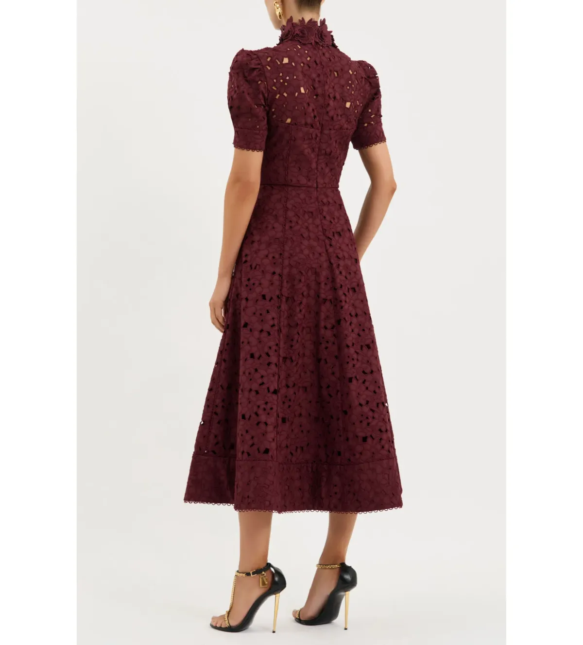Rebecca Vallance Kitsu Short Sleeve Midi Dress Wine Size 12 - Image 5