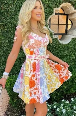 Zimmermann Postcard Spliced Mini Dress in Tonal Floral Size 2 AU 12 for rent on The Volte - image 1