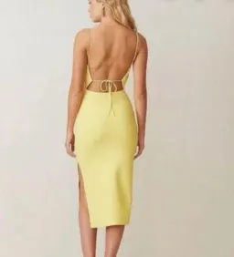 Bec & Bridge Gemma Midi Dress Yellow  Size 10  spaghetti strap backless with thigh slit, midi dress,  for rent on The Volte - image 2