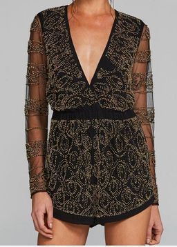 Eliya the Label Petrani Beaded Playsuit Black Size 6 for rent on The Volte - image 1