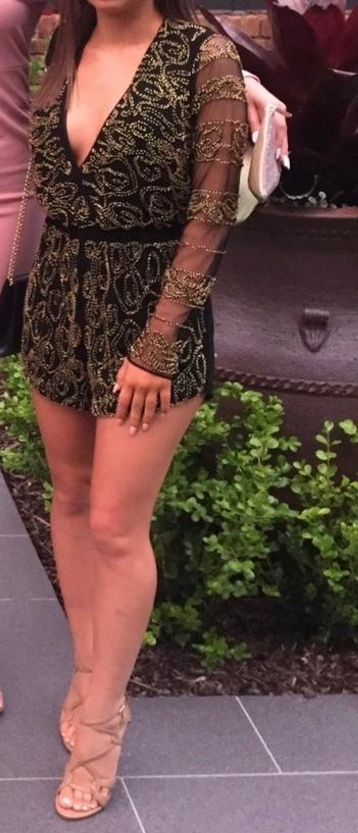 Eliya the Label Petrani Beaded Playsuit Black Size 6 - Image 3