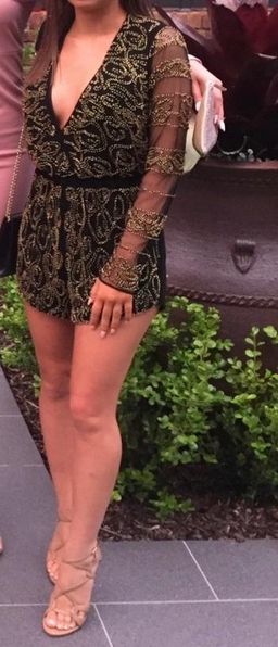 Eliya the Label Petrani Beaded Playsuit Black Size 6 for rent on The Volte - image 3