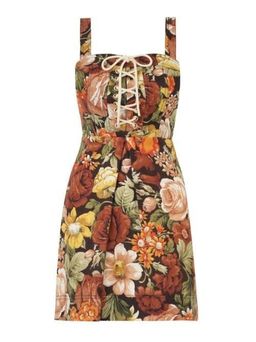 Zimmermann Bonita Lace Up Mini Dress in Chocolate Floral Size 0P (AU 6) for rent on The Volte - image 5