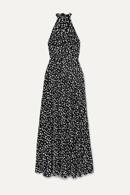 Raquel Diniz - Giovanna printed velvet halterneck gown in Black/white, Size 6 for rent on The Volte - image 2