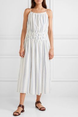 Frame Shirred Striped Cotton Voile Midi Dress Print Size 6 for rent on The Volte - image 2