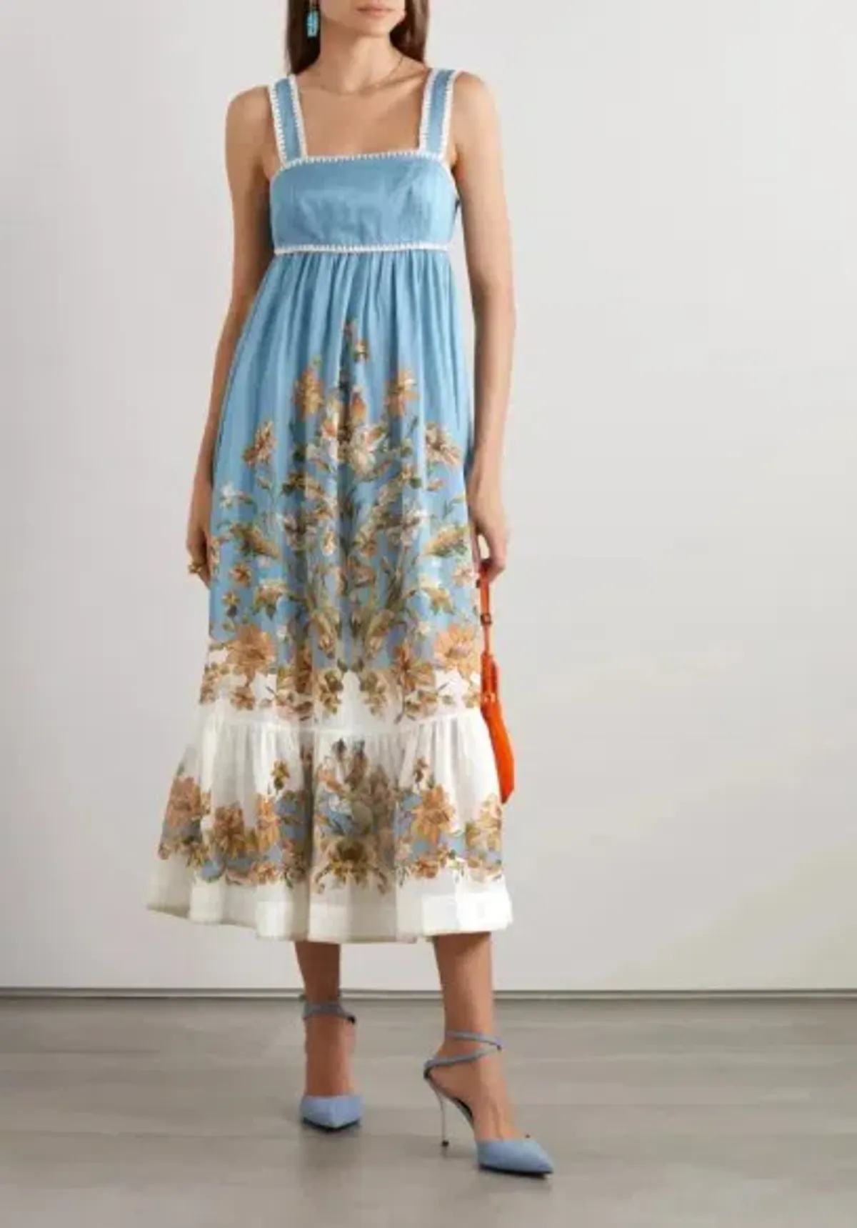 Zimmermann Chintz Tiered Midi Dress in Blue Floral Size 1 / AU 10 - Image 2