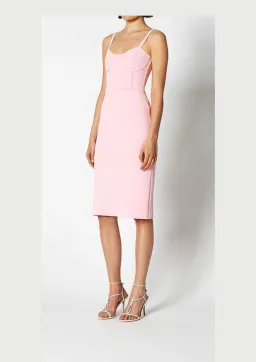 Scanlan Theodore Crepe Knit Bustier Dress Pink Size 8 for rent on The Volte - image 1