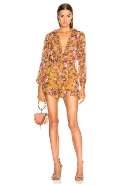 Zimmermann Golden Ruffle Playsuit Sienna Bouquet Floral Size 8 for rent on The Volte - image 1