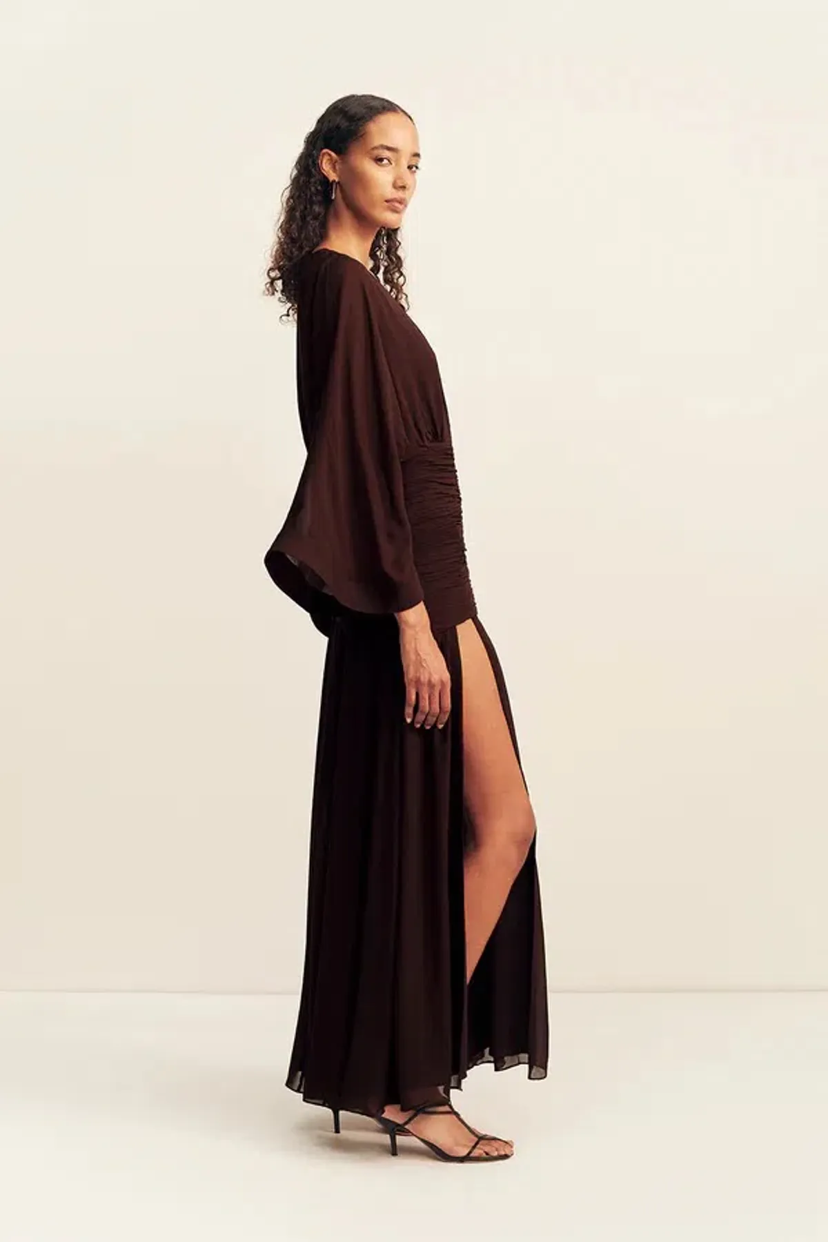 Shona Joy Amina Flared Sleeve Plunged Maxi / Ristretto / Size 14 - Image 5