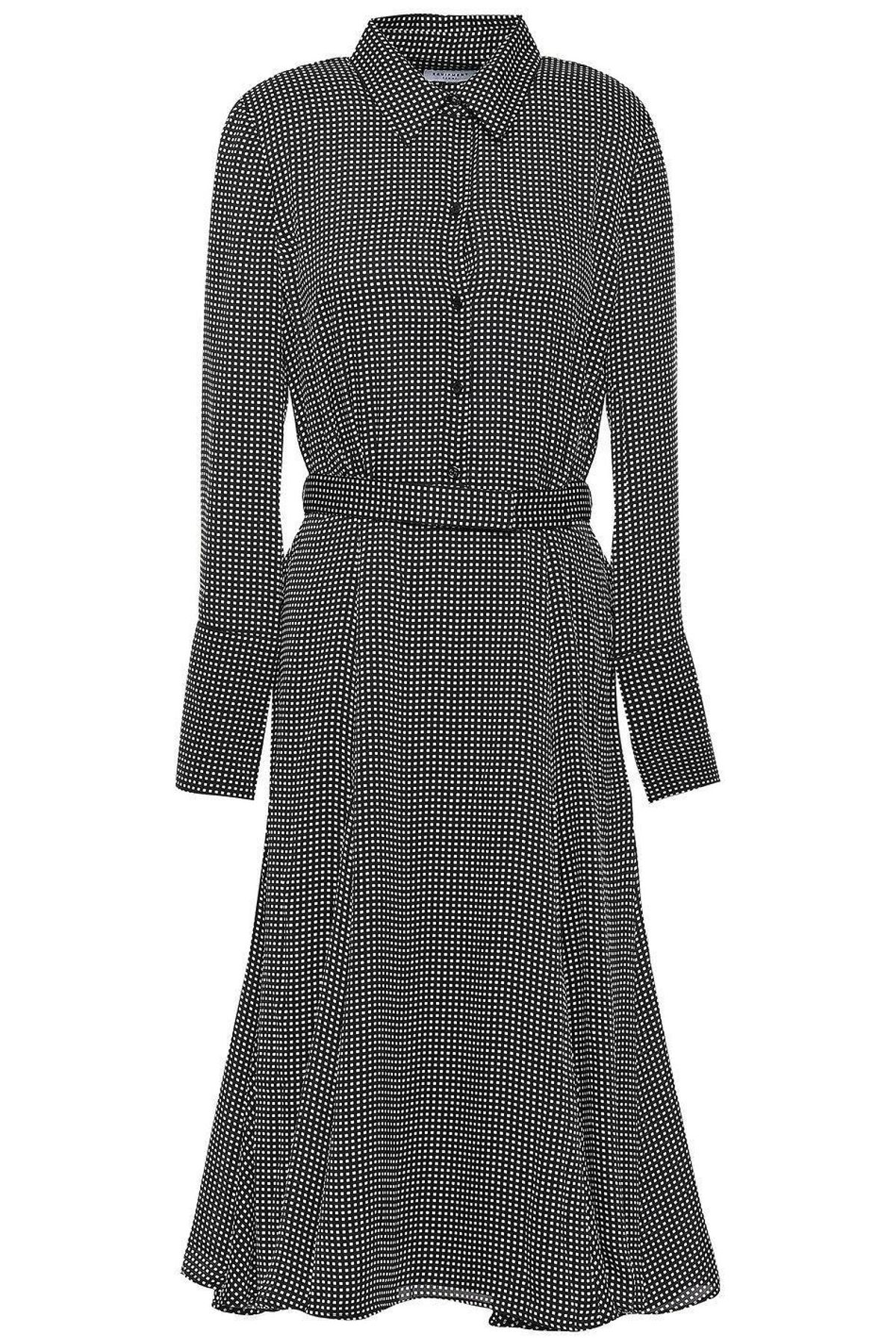Equipment - Bancort belted black checked crepe de chine shirt dress size 8 - Image 5