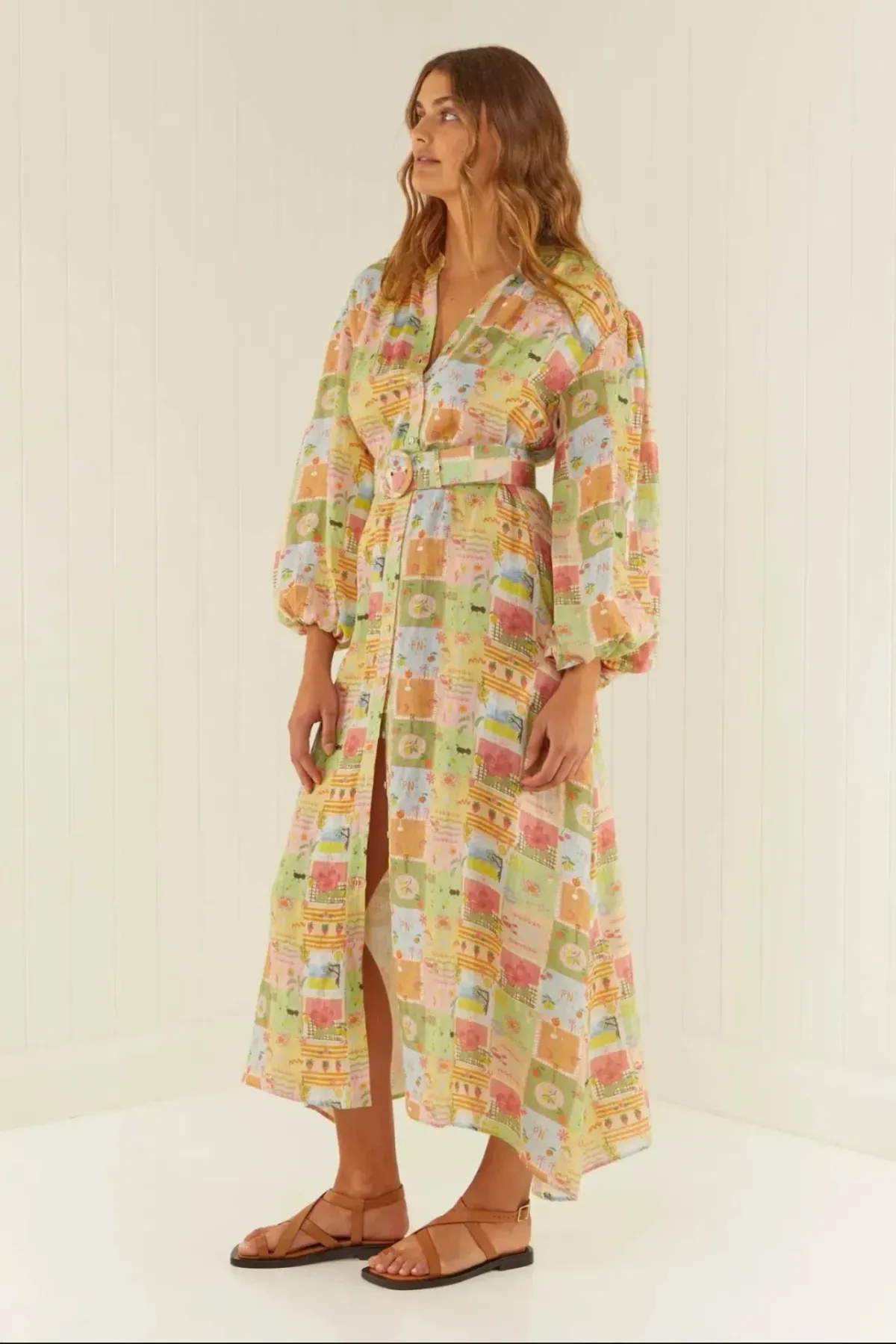 PALM NOOSA NODDY DRESS NOOSA TILES PRINT MULTI SIZE - SIZE 12 - Image 1