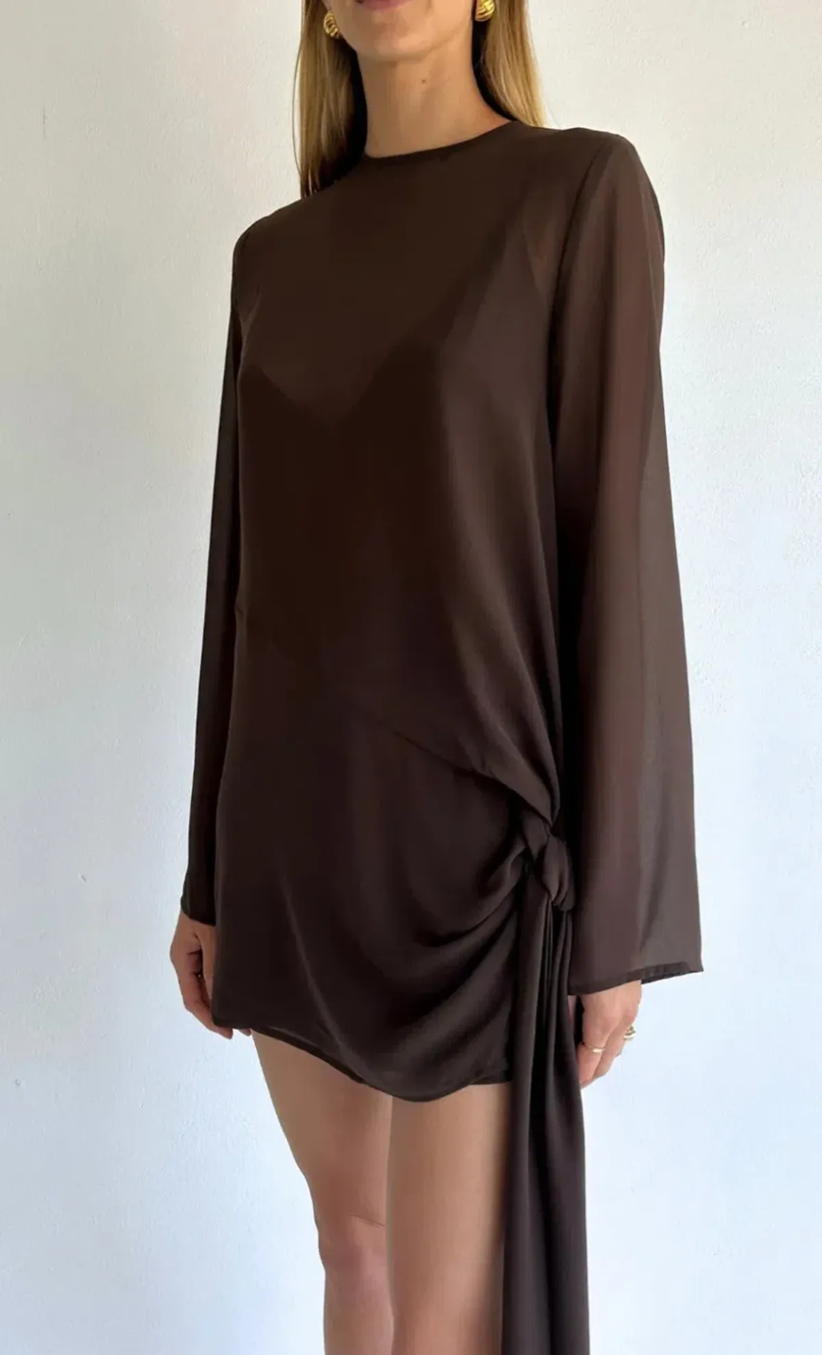 By Nicola - Elodie Mini Dress in Chocolate - Size 12  - Image 4