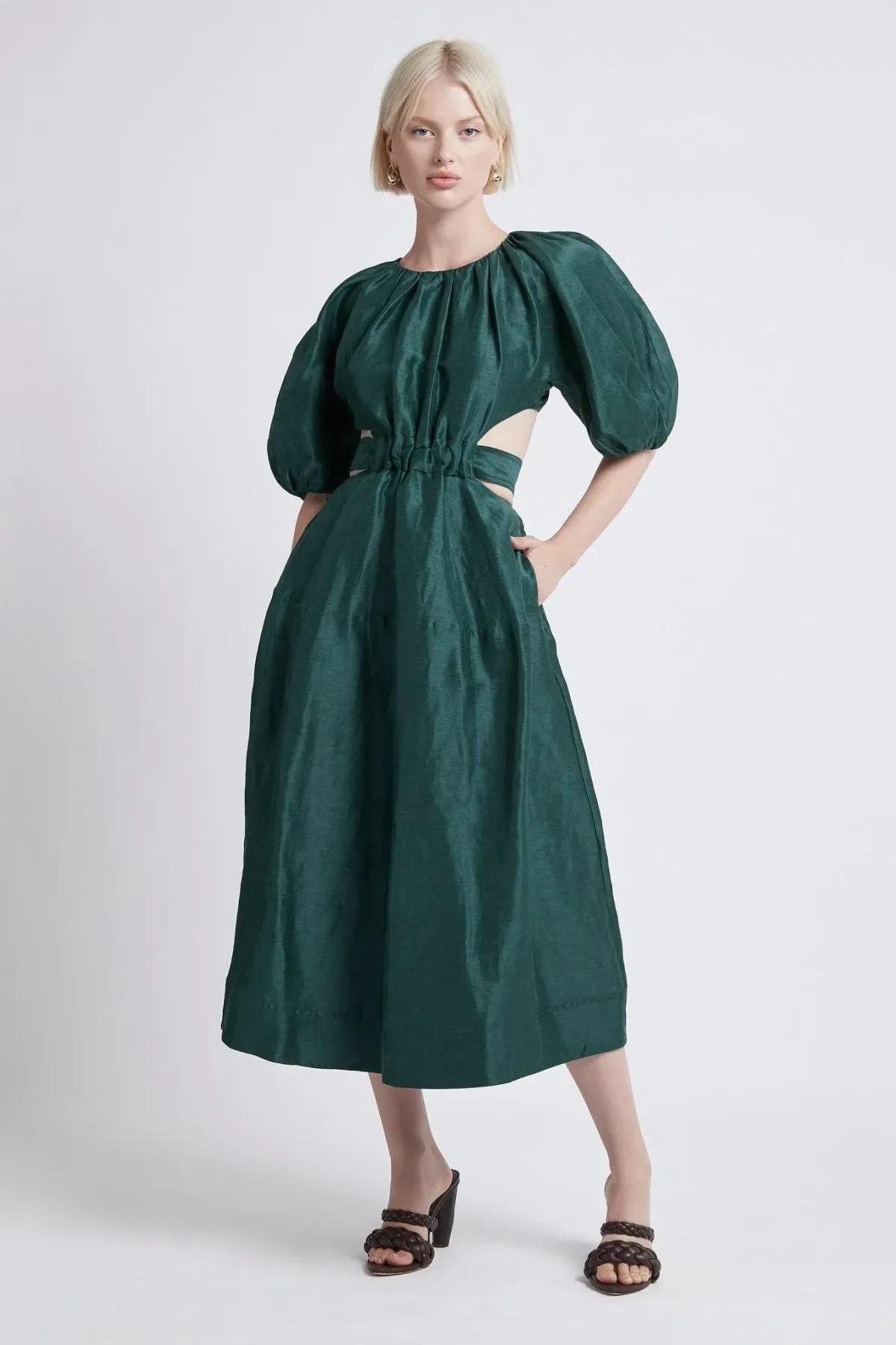 Aje Mimosa Cutout Midi Dress Emerald Green Size 12 - Image 2