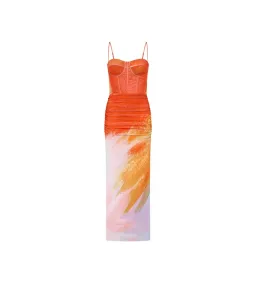 New REBECCA VALLANCE Frida Corset Midi Dress - Size 6 AU - Sunset Orange for rent on The Volte - image 7