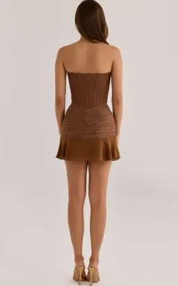 House of CB Charlotte  bronze shimmer chiffon + mesh strapless mini dress Regular Cup Regular Length Size XS for rent on The Volte - image 2