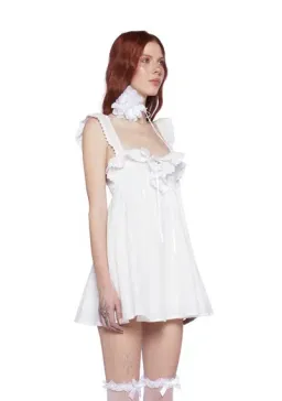 Sugar Thrillz Sunset Stroll White Eyelet Babydoll Mini Dress Size 8 / S — Cocktail, Daytime, Garden Party for rent on The Volte - image 3