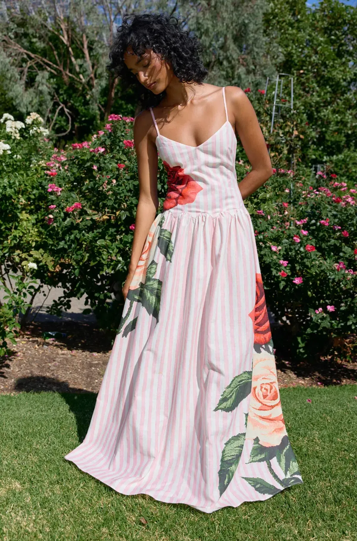 Aston studio. AGATHA DRESS BABY ROSE STRIPE.  Size 10 - Image 2