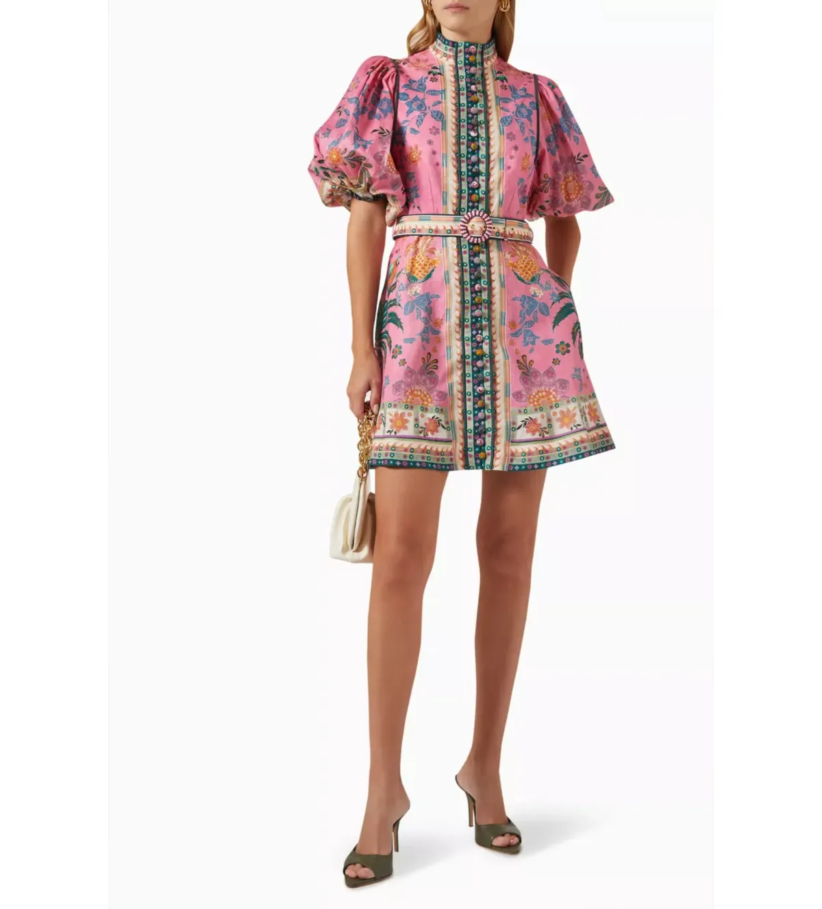 Zimmermann Ginger Buttoned Mini Dress in Print Size 2/AU12 - Image 3