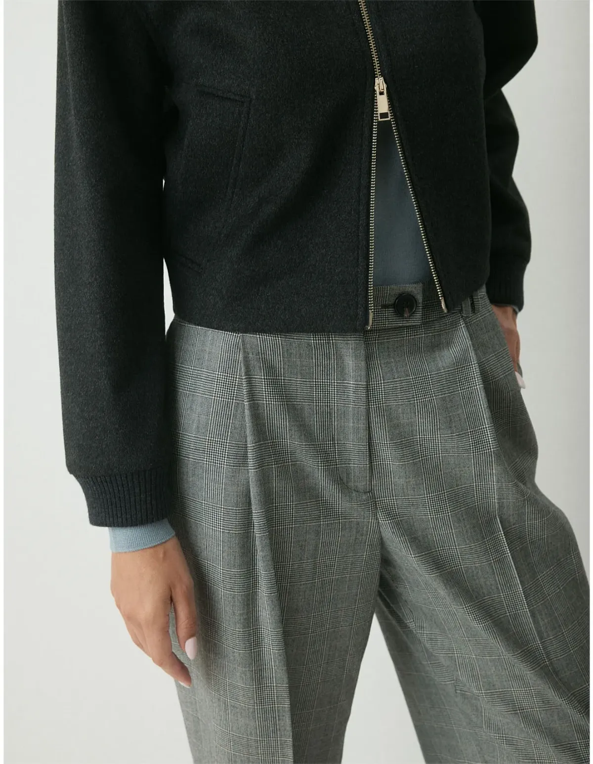Perri Cutten London Wool Bomber Jacket Charcoal Size L / AU 14 - Image 5