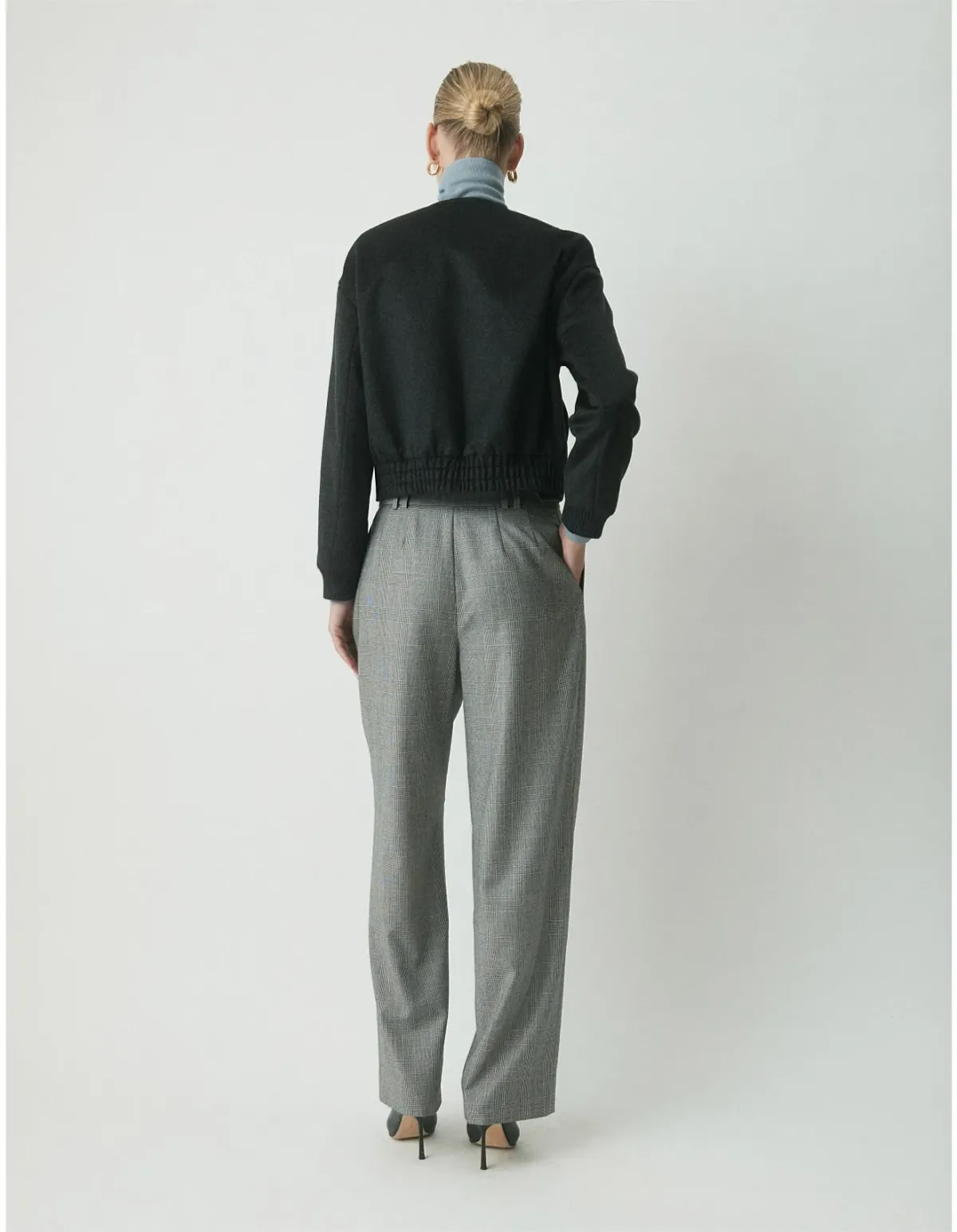 Perri Cutten London Wool Bomber Jacket Charcoal Size L / AU 14 - Image 4
