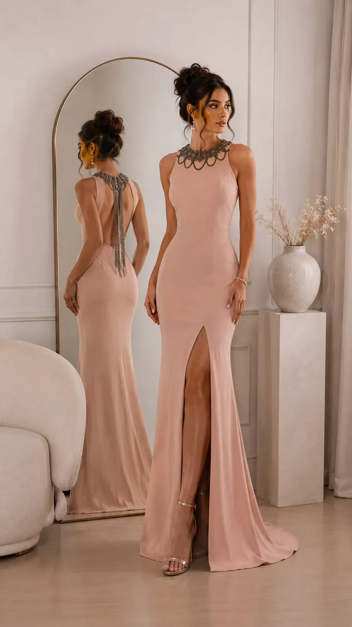 Tarik Ediz – The Blush Whisper | Rare Vintage Crystal Open Back Gown Size 8-10 - Image 5
