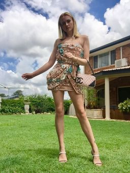 Blumarine 3D Floral Cocktail Dress Nude Size 6 for rent on The Volte - image 1