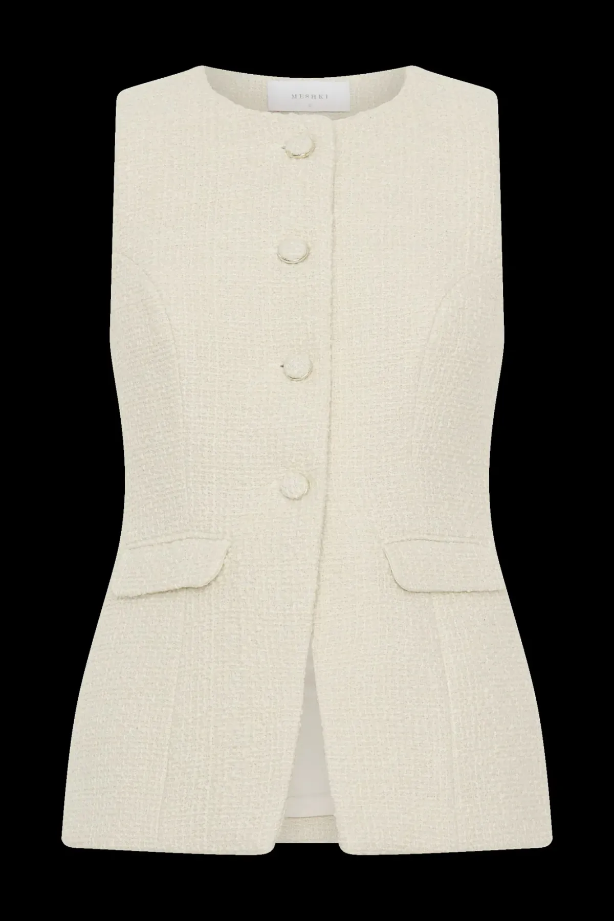 Kookai Richie Crew Vest Ivory Tweed Size 10 / M — Cocktail, Races, Wedding Guest - Image 1