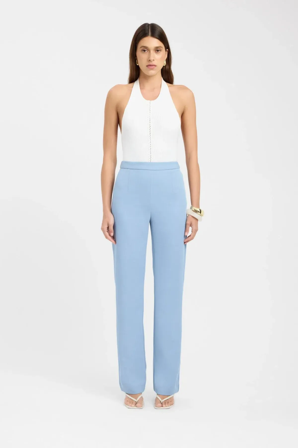 Kookai Ariel Pants Slate Blue Tailored Trousers Size 8 / 36 — Races, Cocktail, Workwear - Image 1