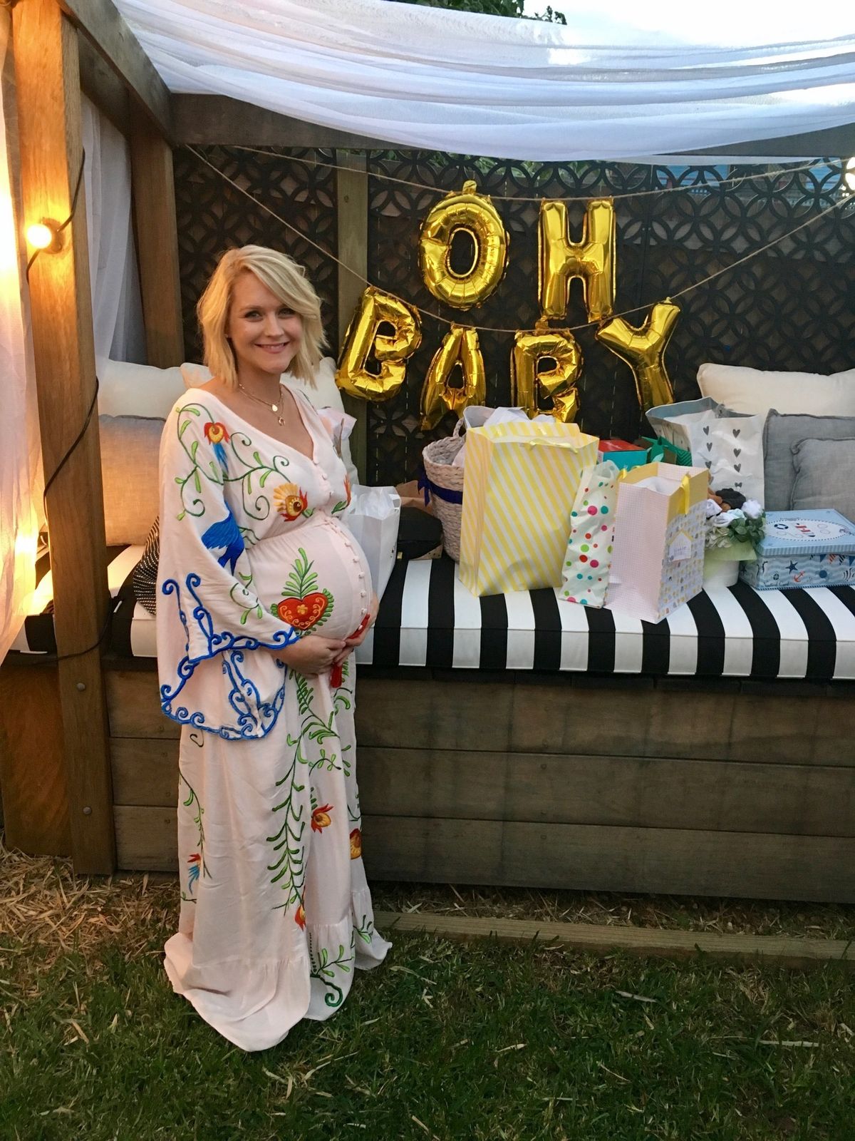 Fillyboo Strange Magic embroidered maternity dress - Light Blush  - Image 4