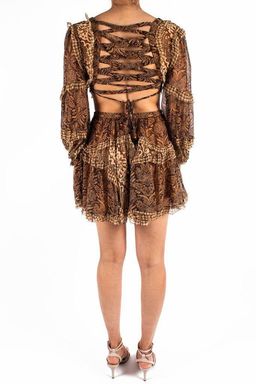 Zimmermann Tali Batik Cut Out Mini Dress Spliced Print Size 6 for rent on The Volte - image 3