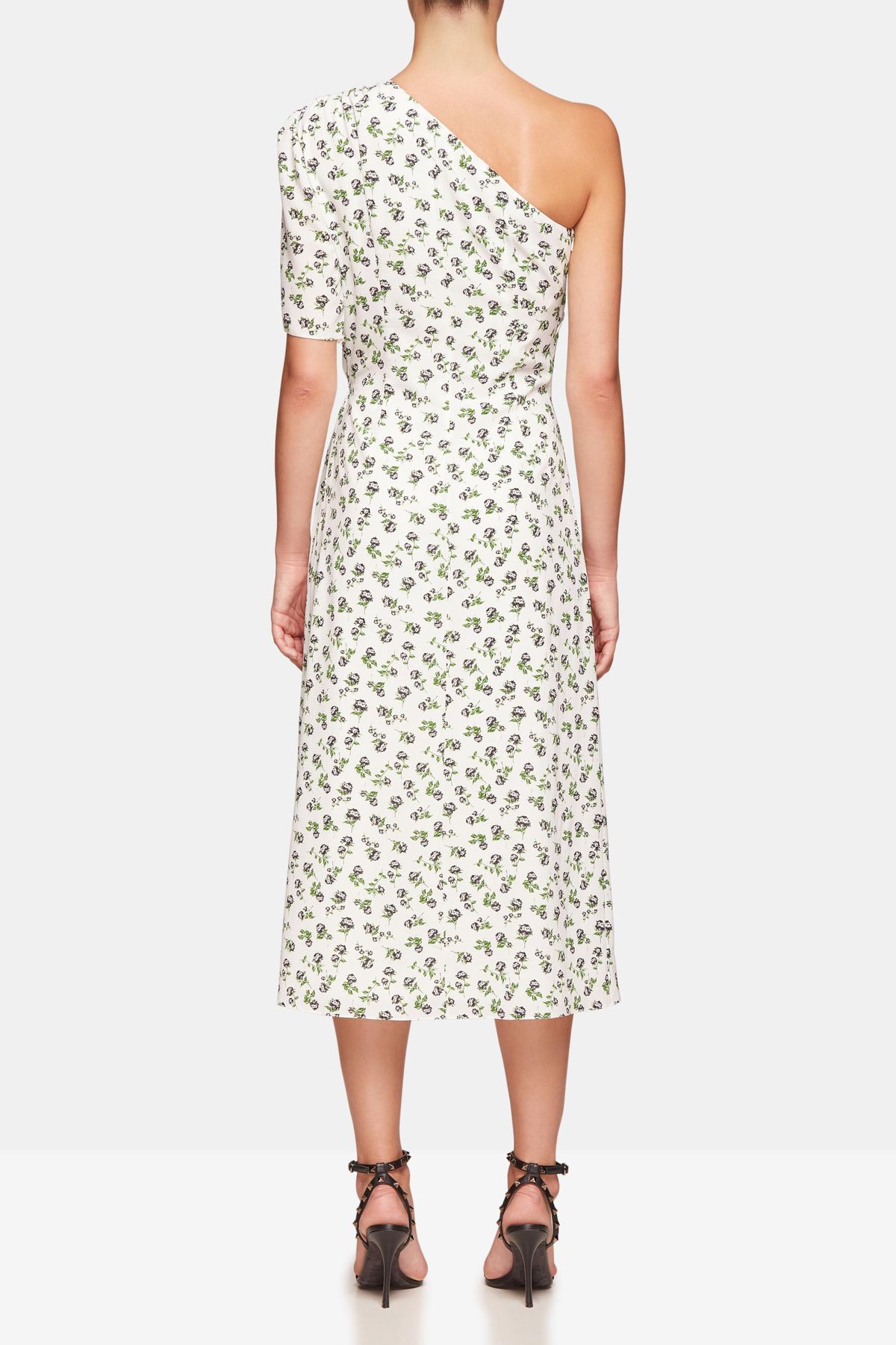 Emilia Wickstead  Kyle One Shoulder Crepe Midi Dress Floral Size 8 - Image 3