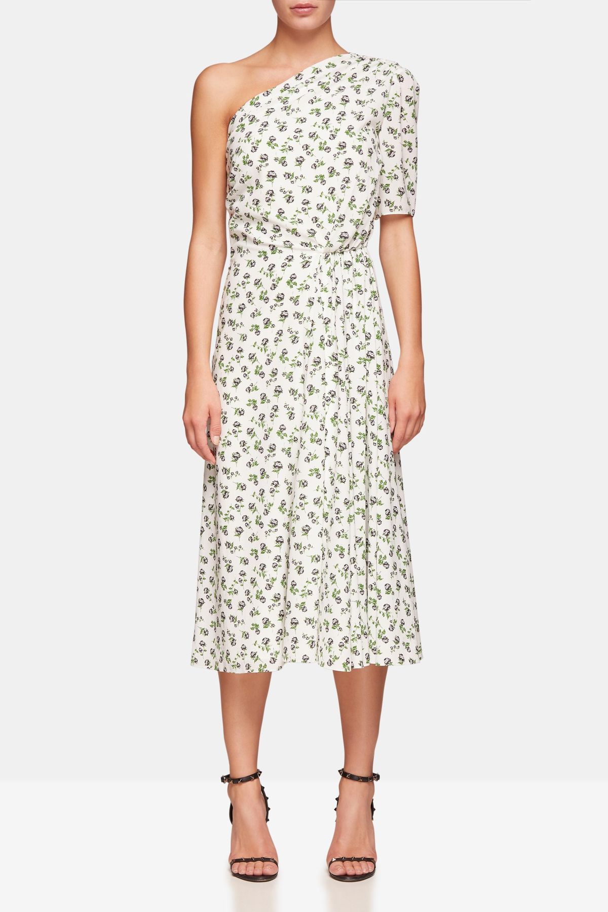 Emilia Wickstead  Kyle One Shoulder Crepe Midi Dress Floral Size 8 - Image 1