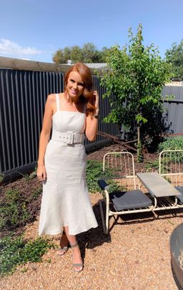 Shona Joy Shaw Linen Contour Panel Midi Dress for rent on The Volte - image 3