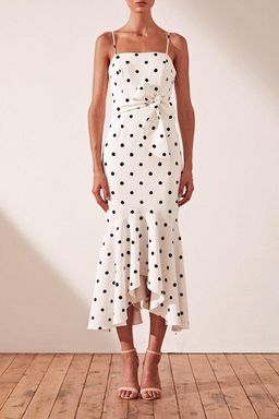 Shona Joy Abigail Trumpet Midi Black & White Polka Dot Size 10 for rent on The Volte - image 2