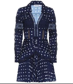 Self Portrait Sail Print Lace Trim Mini Dress navy Size 12  for rent on The Volte - image 2