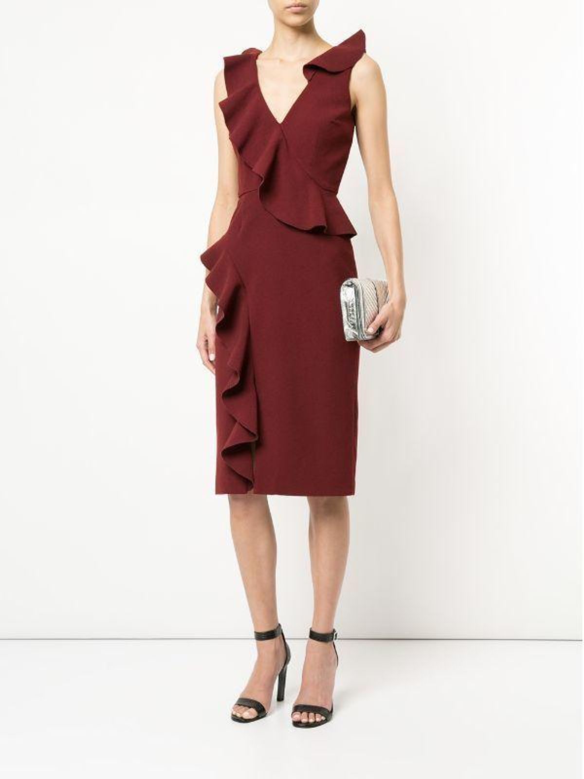 Rebecca Vallance Sylvette Midi Dress Burgundy Size 6 - Image 1
