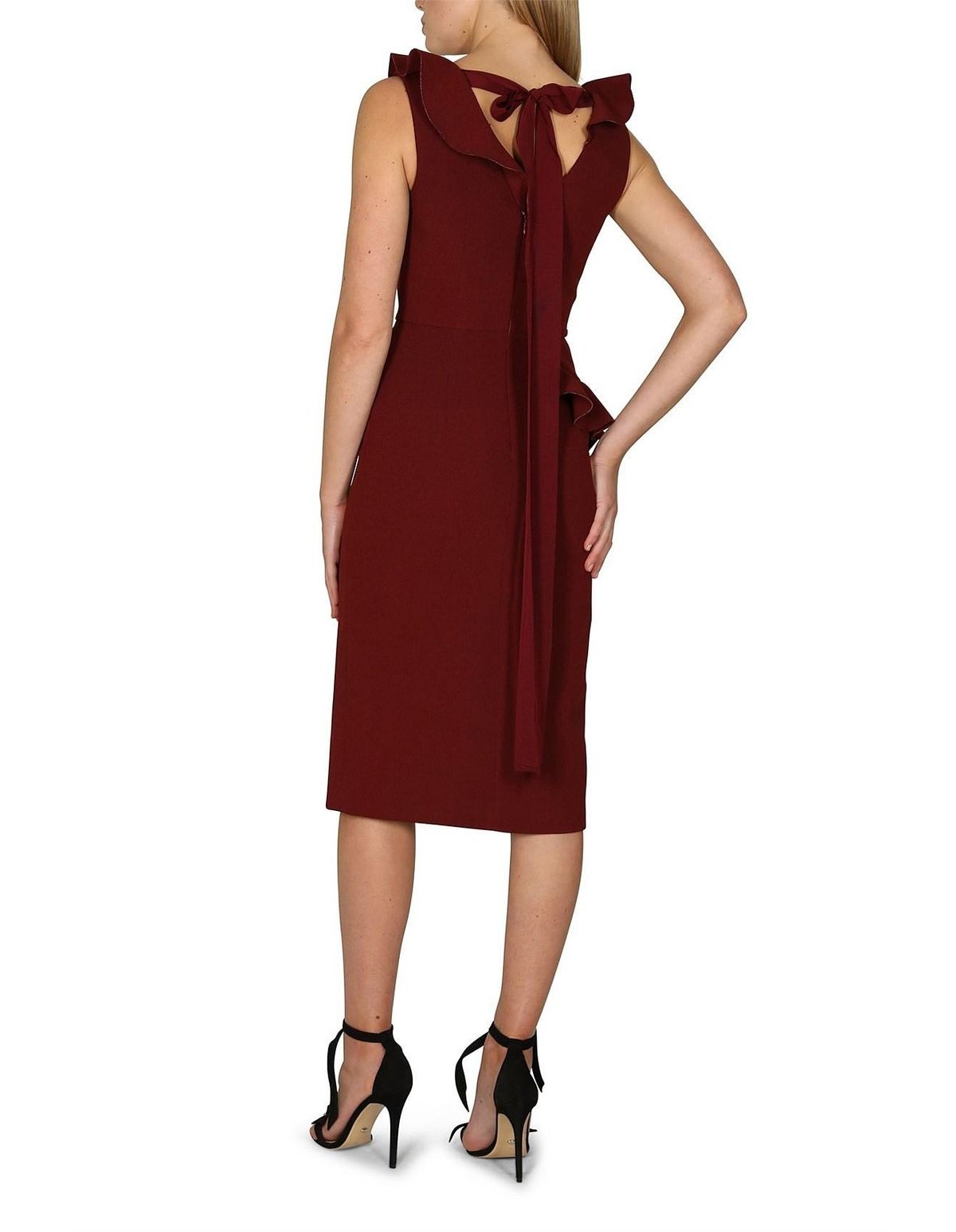 Rebecca Vallance Sylvette Midi Dress Burgundy Size 6 - Image 3