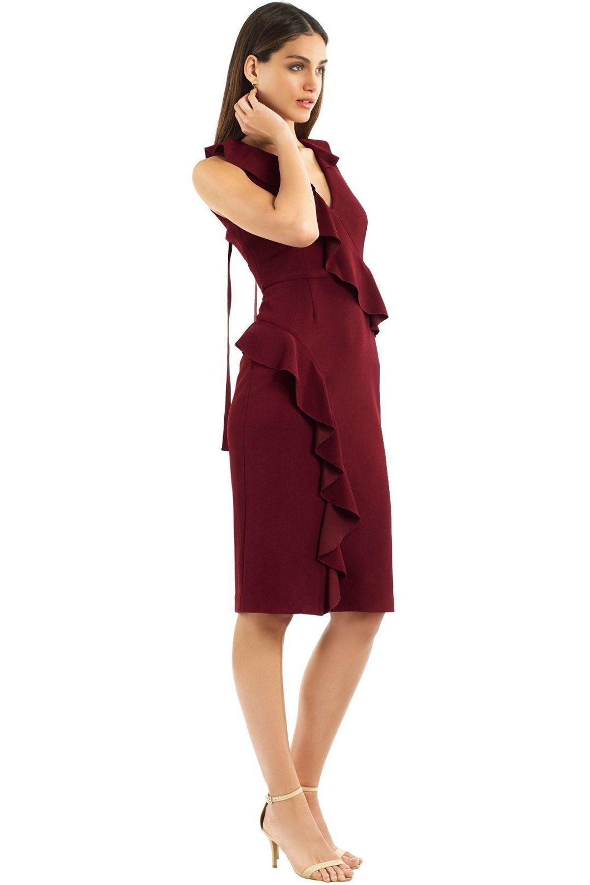 Rebecca Vallance Sylvette Midi Dress Burgundy Size 6 - Image 4