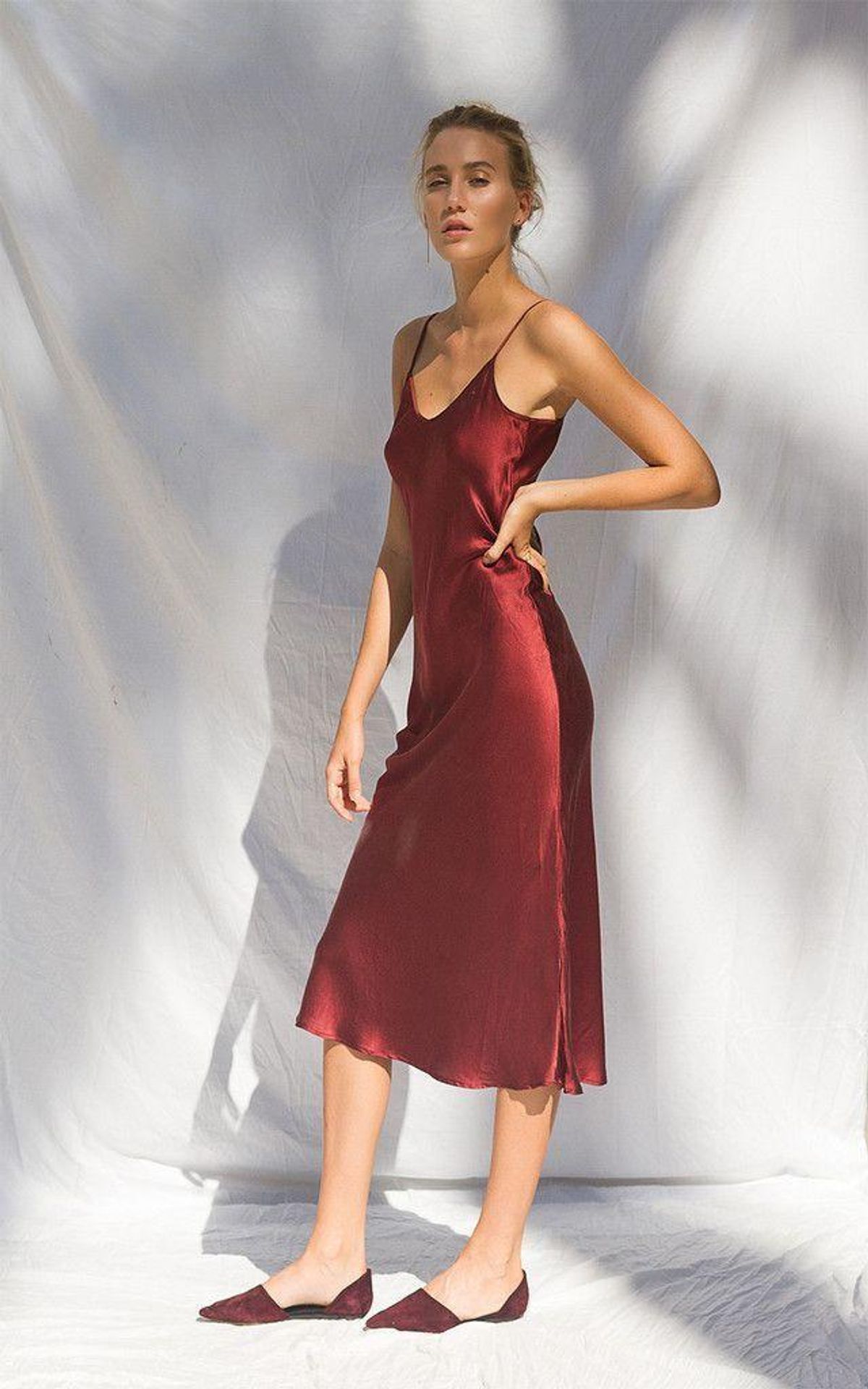 Silk Laundry 90s Slip Dress in Plum size 10 - Image 4