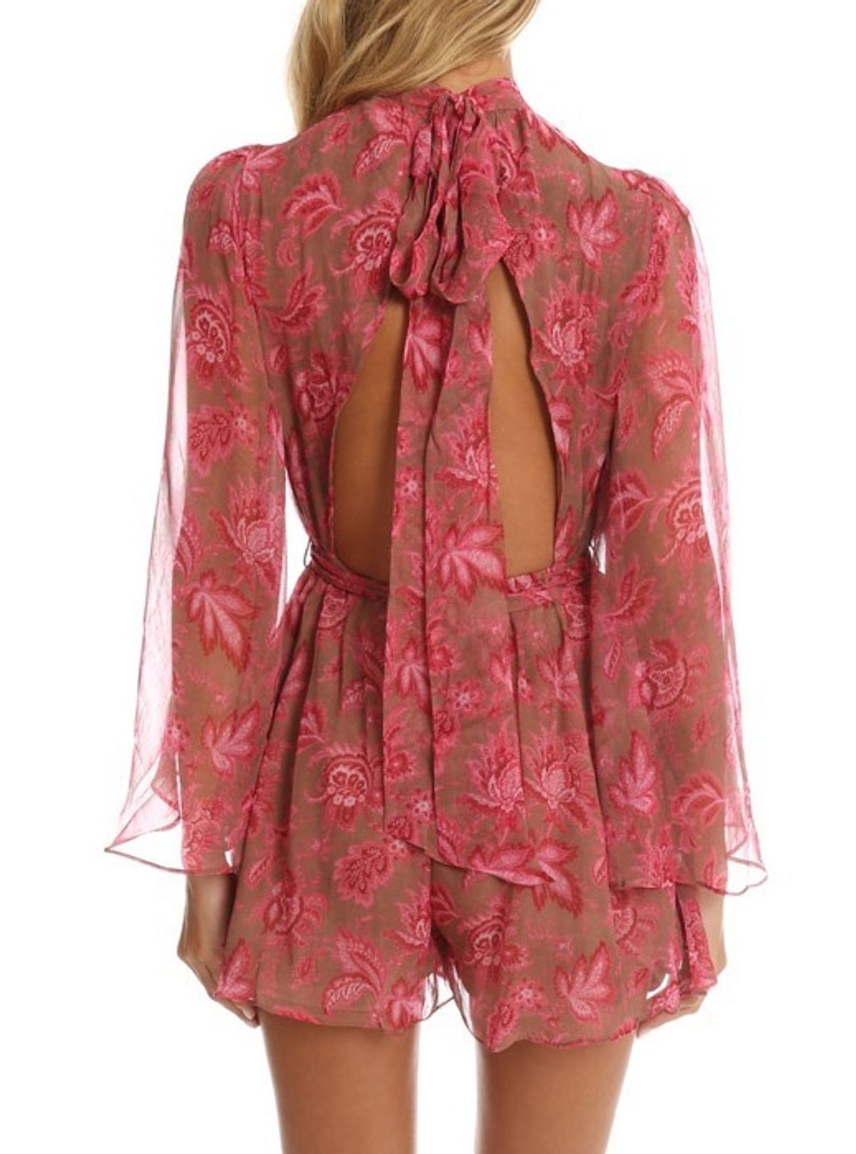 Zimmermann Karmic Flare Sleeve Playsuit Pink Paisley Chintz Size 0 / AU 8 - Image 11