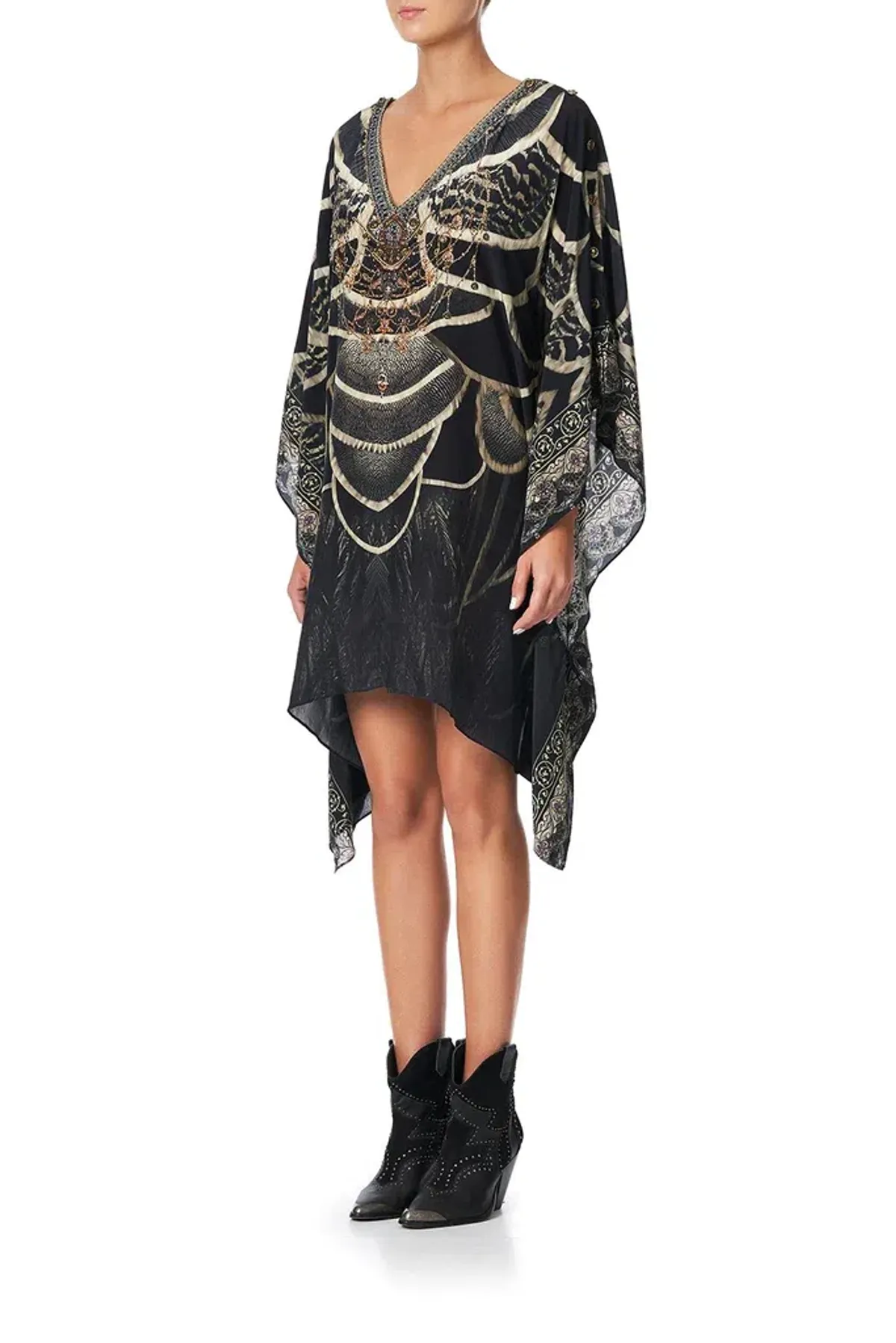 Camilla Kaftan W Button Up Sleeves Under A Full Moon Black Size 12 - Image 2