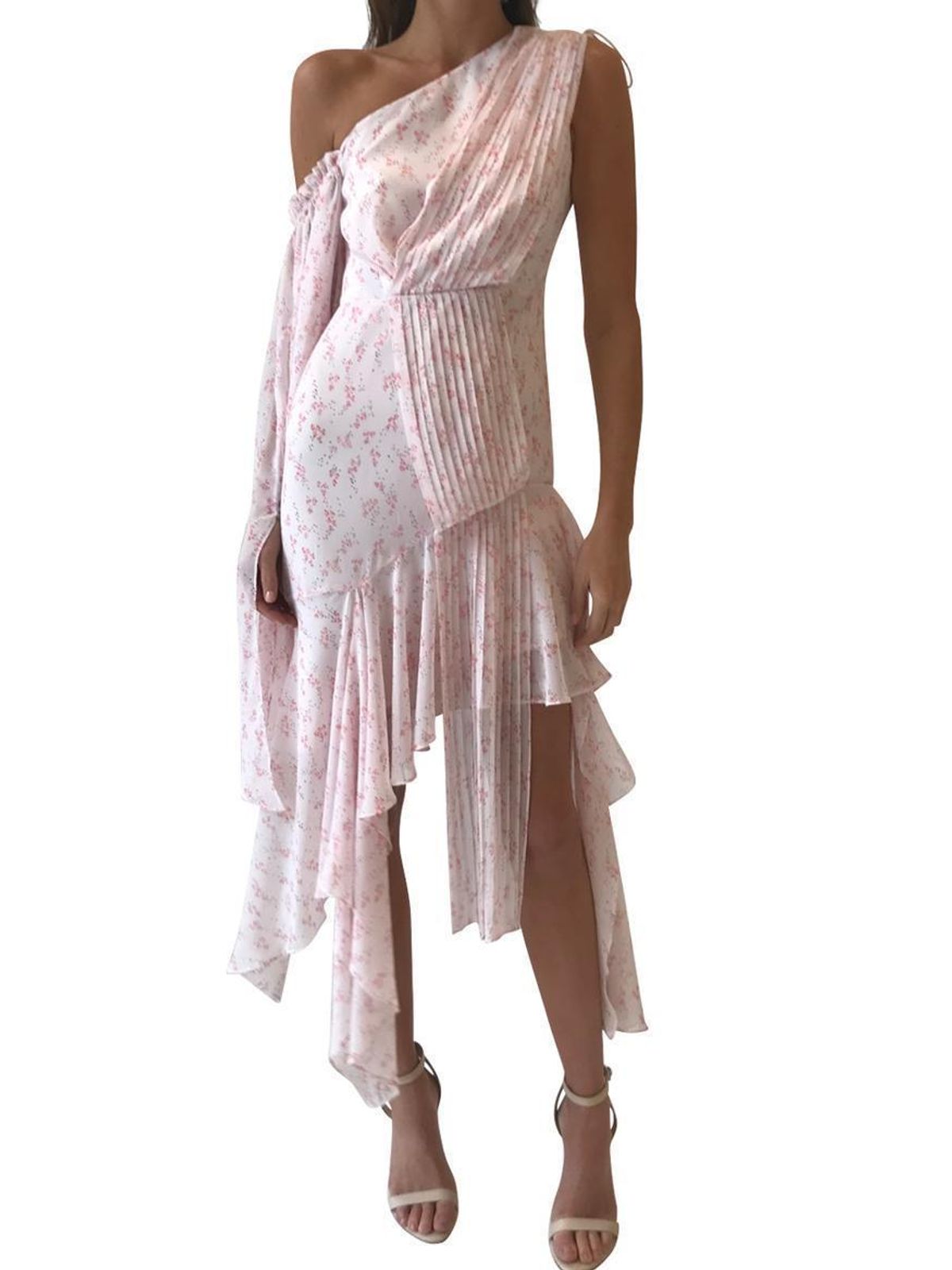 Acler Aurora Draped Pleated Dress Pink Size 8 - Image 1