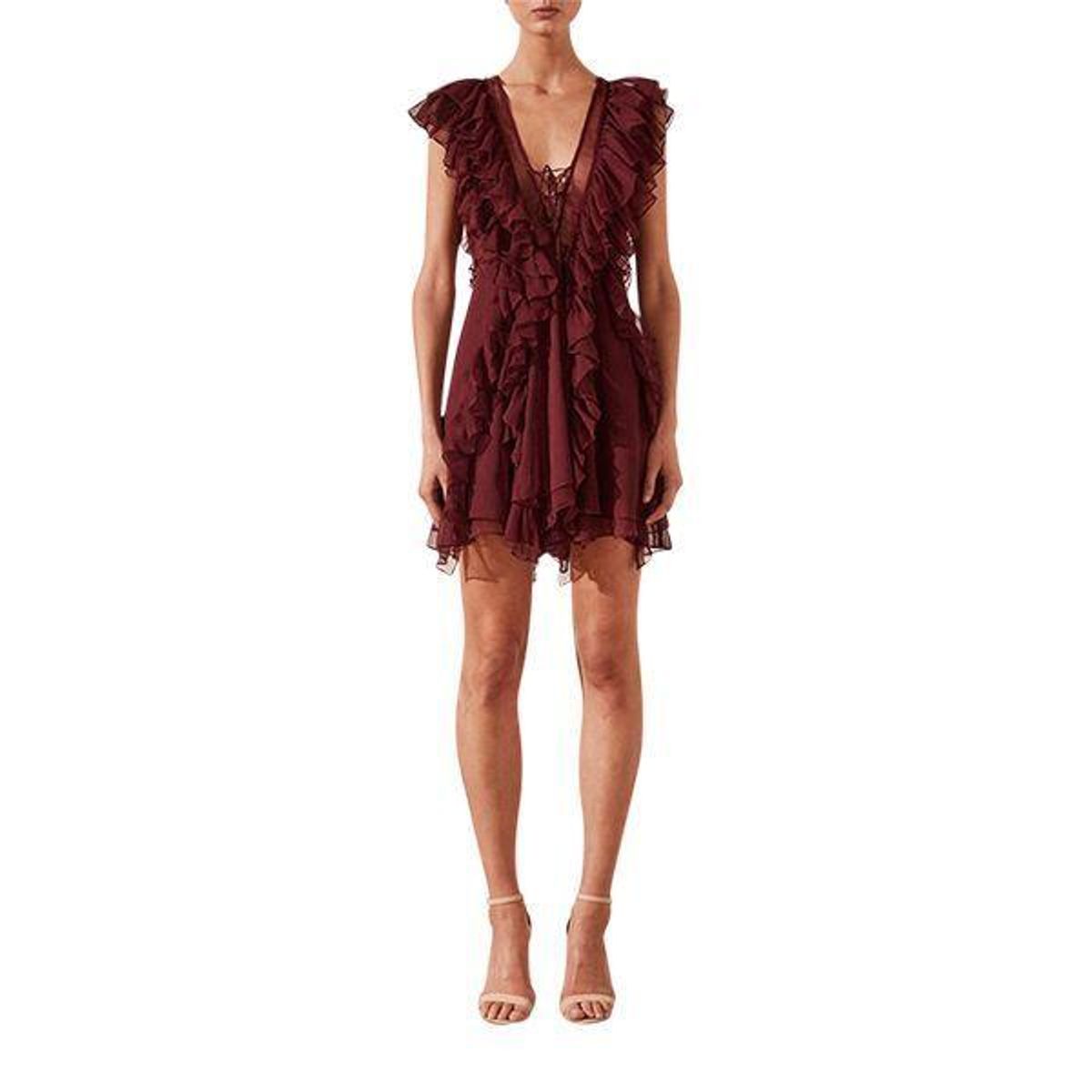 SHONA JOY ruffle lace up dress Size 8 - Image 1